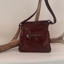 Los Robles Polo Time Brown Leather Crossbody Messenger Bag Adjustable Strap picture