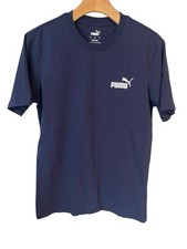 PUMA Essentials T Shirt Mens Size Small Navy Blue White Logo Short Sleeve NWT picture