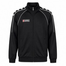 Lotto Mens Italian Sport Design Track Jacket Black White Logo Tape Zip Up XS picture