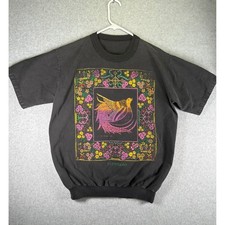 Vtg. Unisex Patzcuaro Mexico Bird Graphic Shirt Black Banded Hem Short Sleeve M picture