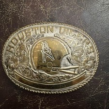 RARE ORIGINAL 1980s Houston Oilers Cowboy Belt Buckle picture