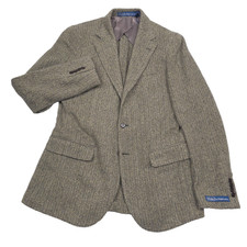 Polo Ralph Lauren Soft Herringbone Sport Coat Mens 44R Black Beige Wool Blazer picture