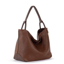 NWT Woven Mahogany Cognac Los Feliz Large Tote - picture