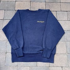 Vintage Champion Reverse Weave Michigan Sweatshirt Size Large Navy Blue picture