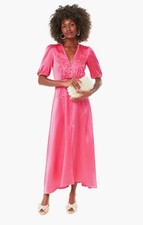 Saloni Lea B Stamped Satin Coral Dress Size 8 BNWT  picture