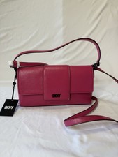 DKNY Chriselle Flap Demi Pink Leather Shoulder Bag Crossbody NWT $178 picture