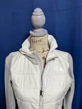The North Face Puffer Fleece Jacket White Gray Full Zip S picture