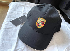 Porsche Crest Black Adjustable Baseball Cap Unisex Sports Hat Curved Brim NWT picture