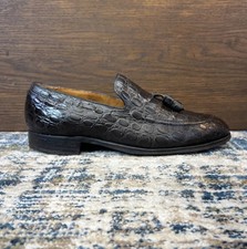 Vtg NUNN BUSH Brown Alligator/Crocodile Leather Dress Shoe Mens Sz 8.5D Loafer picture