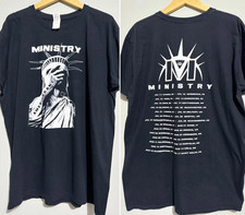 90s Ministry Band 2 Side Basic Black Short Sleeve Unisex T shirt Vtg S-5XL picture