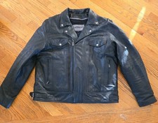 UNIK Premium Black Leather Heavy Lined Motorcycle Jacket Mens 2XL picture