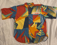 Vintage Original JAMS Multicolor Geometric Collared Short Sleeve ButtonUp Size M picture