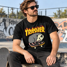 Funny Opossum Skateboard T-Shirt Cute Possum Skater Animal Graphic Tee picture