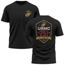 USMC 251st Marine Birthday 1775-2026 T Shirt Military Anniversary Shield Tee picture