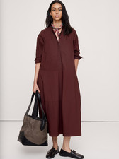 Hot Selling Banana Republic Cotton Trapeze Shirt Dress - Radicchio Burgundy picture