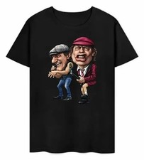 AC/DC Caricature Brian & Angus Rock Band Vintage 90s Hard Rock T-Shirt picture