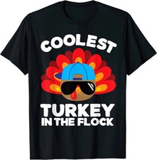 Thanksgiving Coolest Turkey In The Flock T-Shirt - Friends Gift picture