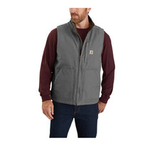 Carhartt Men's Loose Fit Washed Duck Sherpa-Lined Mock-Neck Vest Gravel Work picture