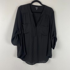Torrid Harper Georgette 3/4 Sleeve Blouse Size 2X Popover 3/4 Sleeves V Neck picture