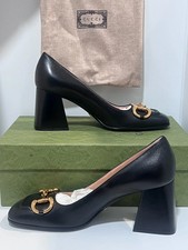 BRAND NEW AUTHENTIC GUCCI HORSEBIT PUMPS - EU 38 US 7.5 - BLACK - NEVER WORN picture
