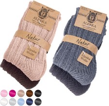 BRUBAKER 4 Pairs of Alpaca Kids Socks 100% Alpaca Wool Socks for Boys and Girls picture