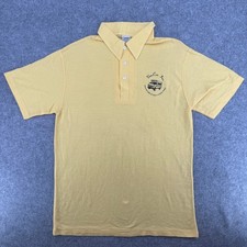 VTG Van-Con Inc Polo Shirt Mens Large School Bus Graphic Yellow Single Stitch picture
