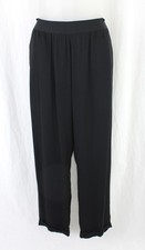 Ann Demeulemeester Women's Black Stretch Waist Hip Pockets Cuffed Pants 42 US 10 picture