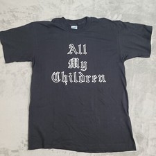 Vintage 1980s All My Children Soap Opera Shirt XL TV Show Drama Black Puff Print picture