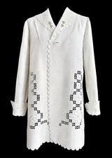 1910-1920s Edwardian Linen Walking Jacket M, Hand Embroidered, Superb Condition picture