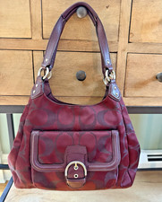 Coach Signature Campbell Metallic Hobo Bag Bordeaux Vintage #F726245 AUTHENTIC picture