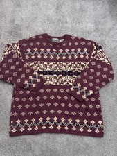 Eastern Mountain Sports Vintage Wool Sweater Medium Burgundy Patterned picture