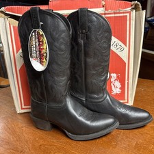 Justin Mens black Deercow leather vamp/top stampede western boot. NWT box picture