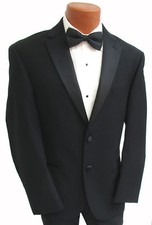 New Calvin Klein Black Tuxedo Jacket Satin Notch Lapels 100% Wool Big & Tall picture