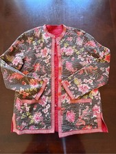 Vintage Floral Quilted Reversable Asian Inspo Light Weight Coat Patchwork Retro picture