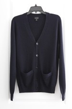 New J CREW Mens Dark Navy Blue 100% Cashmere Cardigan Sweater Sz S Pockets picture