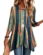 Zeagoo 3/4 Length Sleeve Womens Tops Boho Fall Shirt Loose Fit Dressy Tunic picture