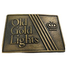 Vintage Old Gold Lights Cigarettes Tobacco Brass Tone Belt Buckle picture