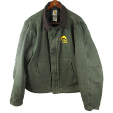 Vintage Carhartt J22 MOS Arctic Quilt Lined Jacket Mens 2XL Moss Green Canvas picture