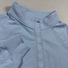 Parke Light Blue Snap Henley Mock Neck Sweatshirt Raglan Pullover Large XL picture