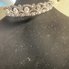 Vintage Hand Wired Crystal Tiara Mid Century Bridal Crown Bicone Clusters Pins picture