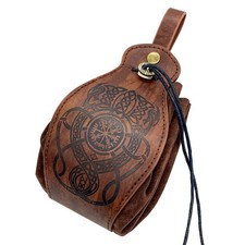 HiiFeuer Medieval Faux Leather Pouch, Portable Einheitsgröße, 2 Brown picture