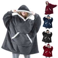 Wearable Blanket Reversible Oversized Warm Blanket Hoodie Sweatshirt Adult Size picture