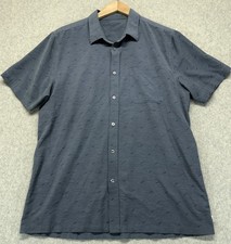 Vouri Mens Bridge Button Up Shirt Blue Regular Fit Short Sleeve Chest Pocket L picture