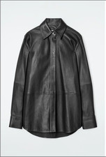 MOVING SALE NEW COS Black Relaxed Topstitched Leather Shirt - SIZE 4 picture