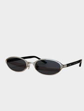 Gentle Monster Moody 02 Silver Frame Dark Grey Oval Sunglasses Y2K Retro picture