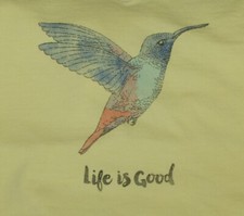 NWT Women's Life is Good Hummingbird Yellow LS Crusher Vee picture