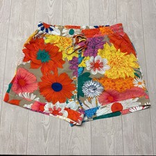 Jodifl Vibrant Floral Shorts Drawstring Elastic Waist Pockets L Vacation wear picture