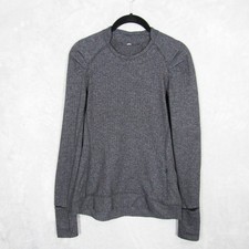 Lululemon Womens 6 Gray Think Fast Herringbone Long Sleeve Pullover Top Athletic picture