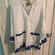 NWT Celandine White Size One Size Tunic Long Sleeve Dress Cover -Up Embroidered picture