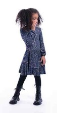 IMOGA GIRLS DRESS PAULA SPARROW BLUE LONG SLEEVE BIRDS LONG SLEEVE JERSEY SZ 7 picture